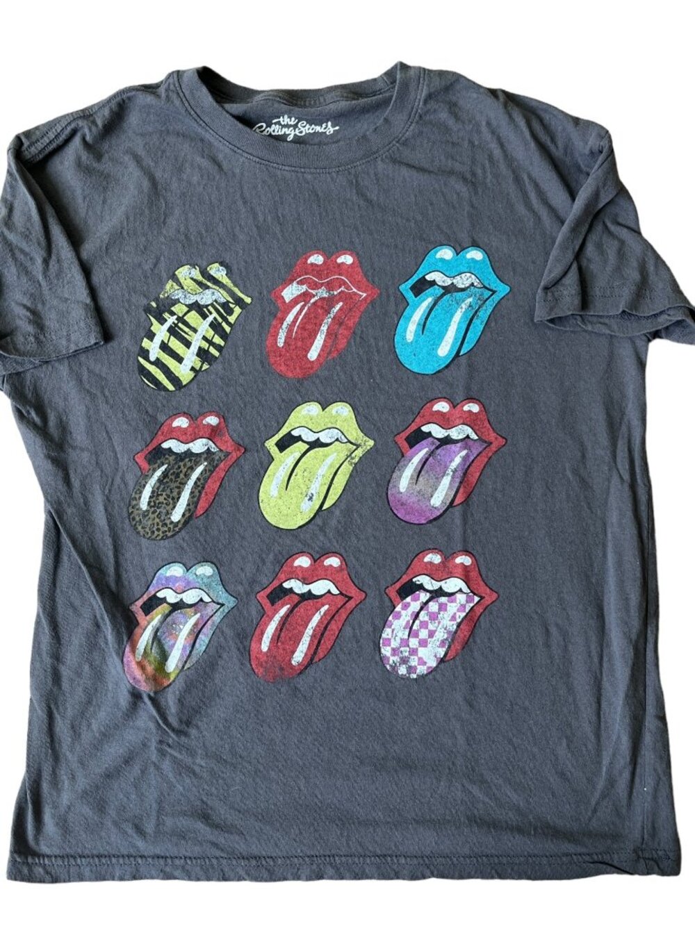 The Rolling Stones Band T-Shirt Womens Medium Gray Festival Retro Rock N Roll